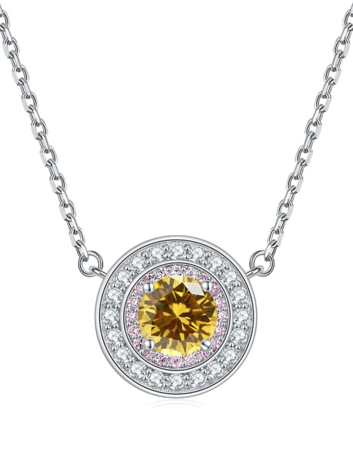 Golden [November] 925 Sterling Silver Birthstone Dainty  Round Pendant Necklace